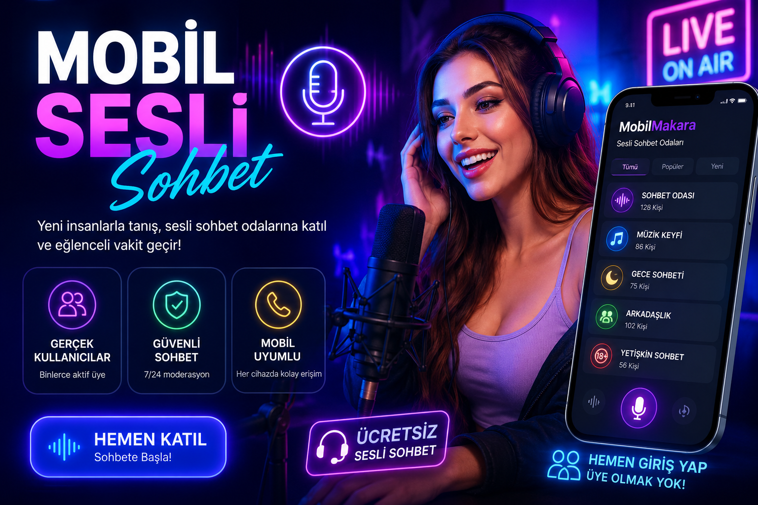 Mobil Sesli Sohbet – Ücretsiz Canlı Chat ve Sesli Sohbet Odaları