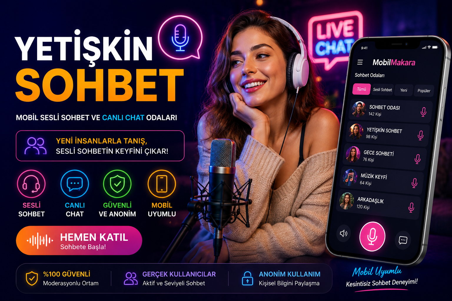 Yetişkin Sohbet – Mobil Sesli Sohbet ve Canlı Chat Odaları